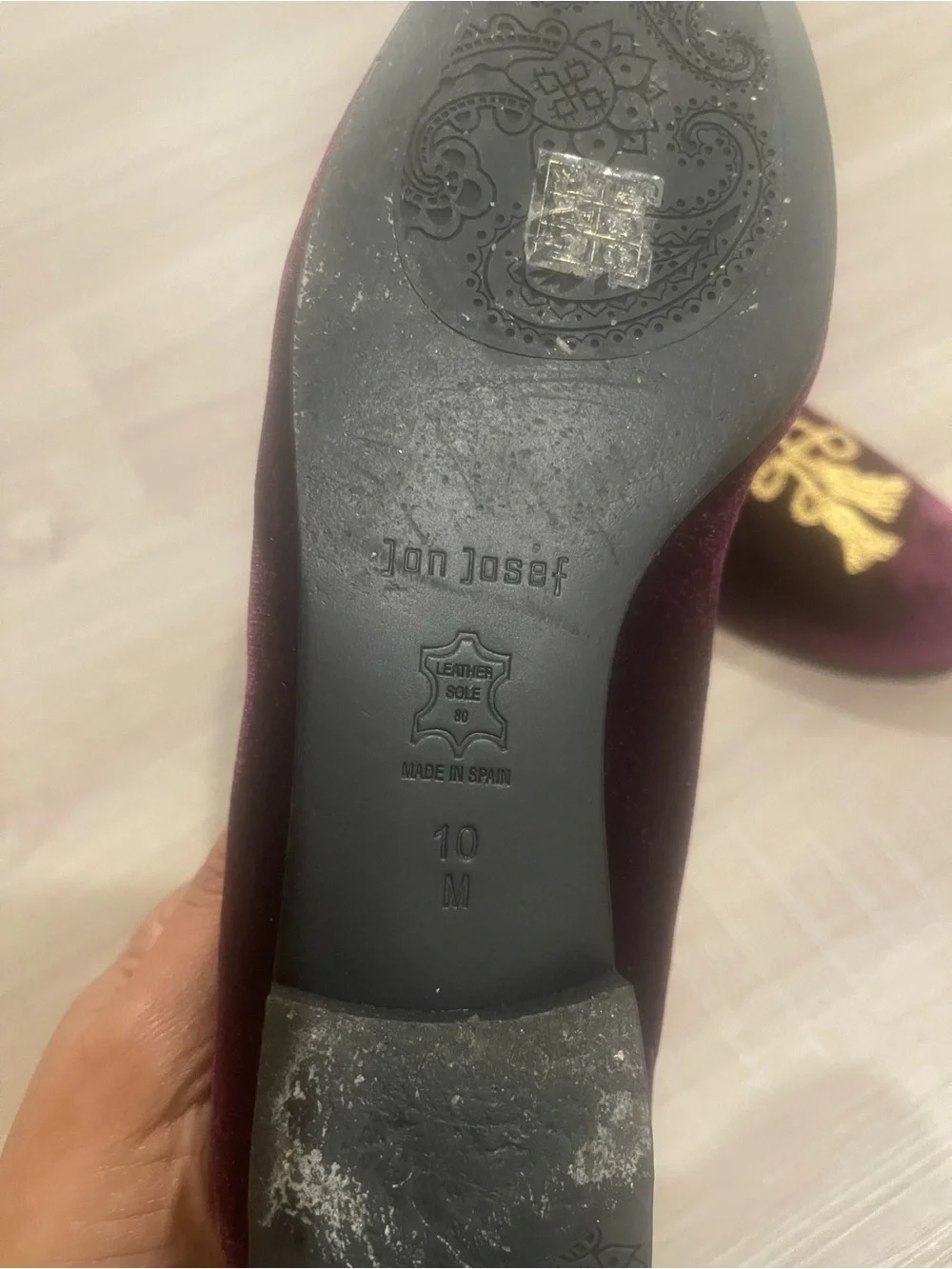 Jon Josef Women’s Velvet Tassel Loafers in Deep Plum size 10